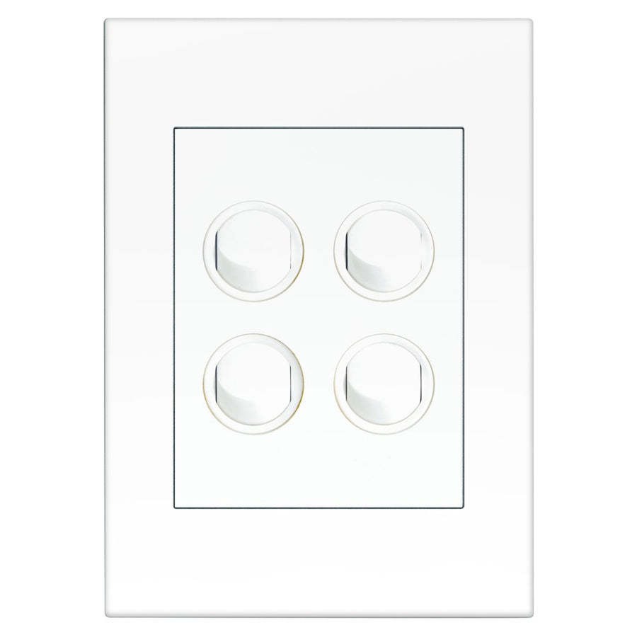 HPM VIVO 4 Gang Wall Switch, White, 10A 240V 2 Way (EV770/4WE)