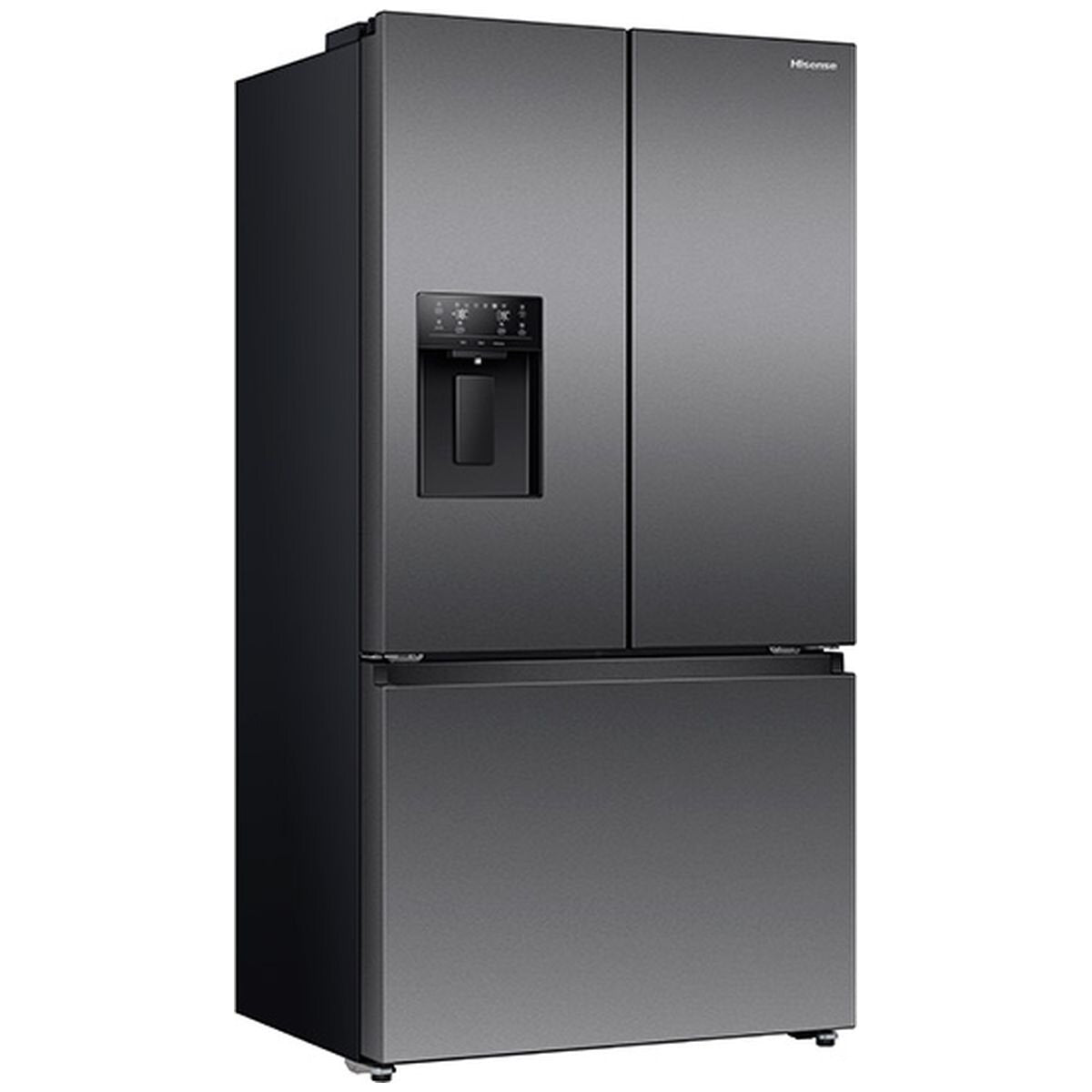Hisense 634L French Door Fridge - Plumbed Water and Ice, Dark Stainless Steel, Flat Door - HRFD634BW