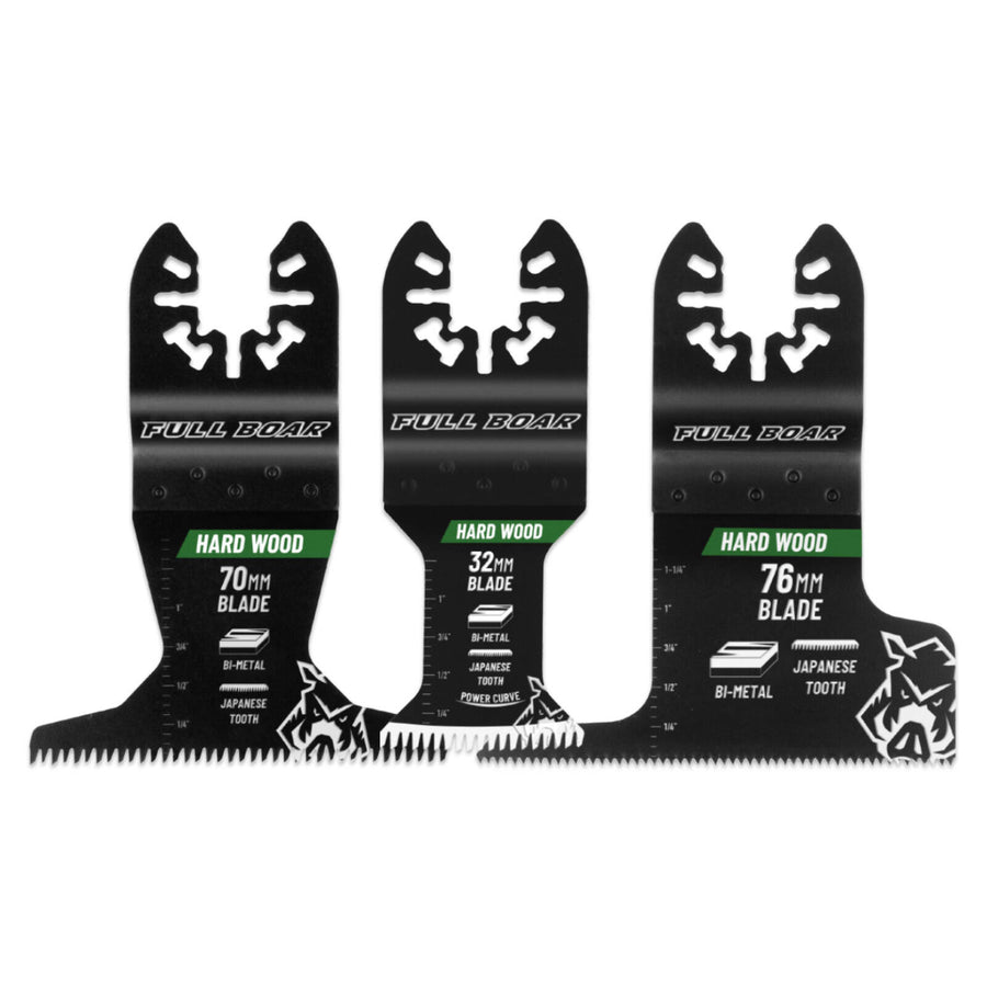 Full Boar Assorted Japanese Tooth Hardwood Multi-Tool Blade, 3 Pack