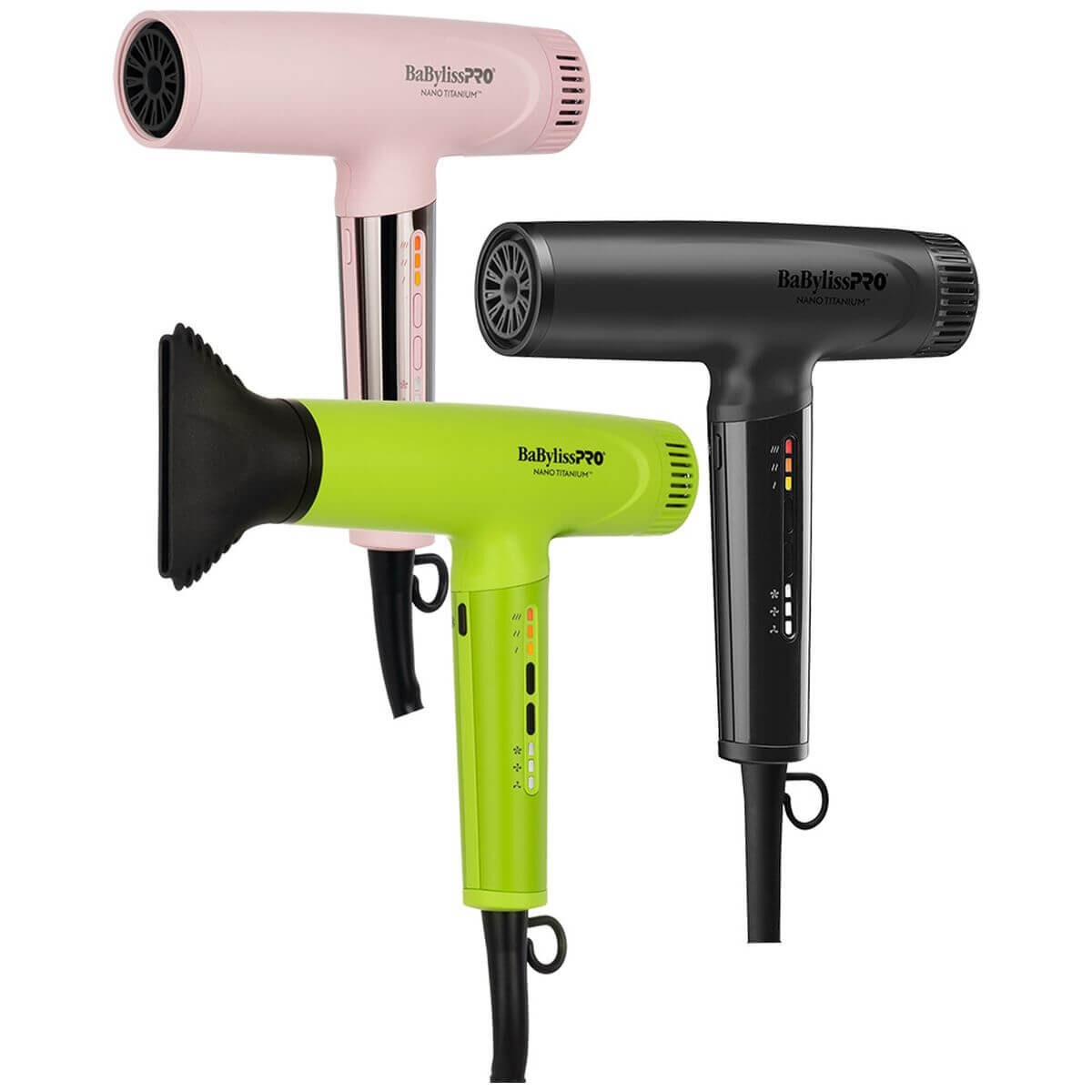BaBylissPRO Nano Titanium Light ionic high-speed hair dryer - 1400W digital motor, pink blush - 900215