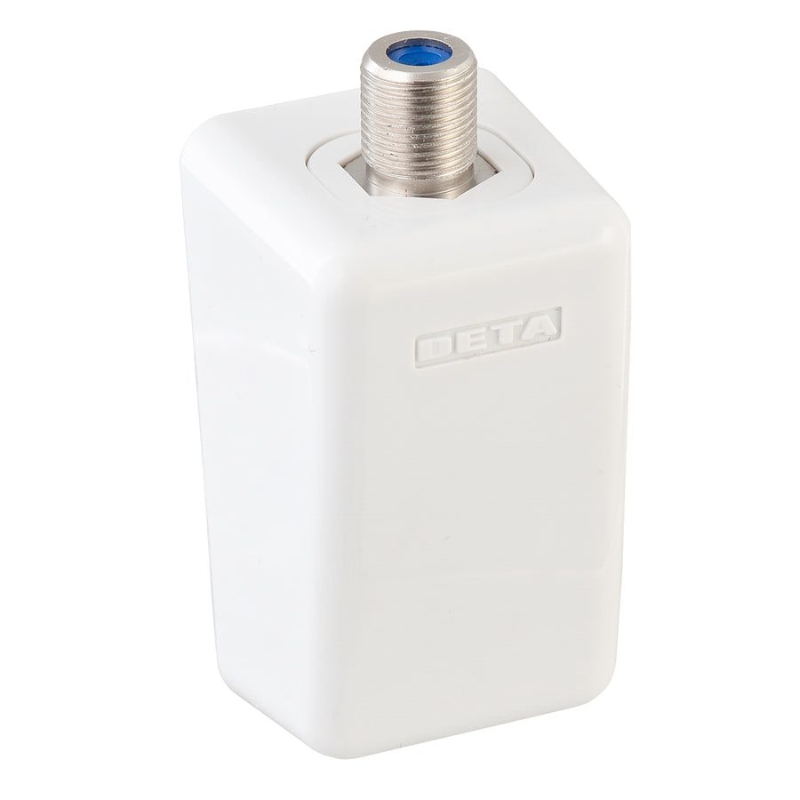 DETA F-Type Skirting Board Outlet - White Polycarbonate, Coaxial Antenna Point