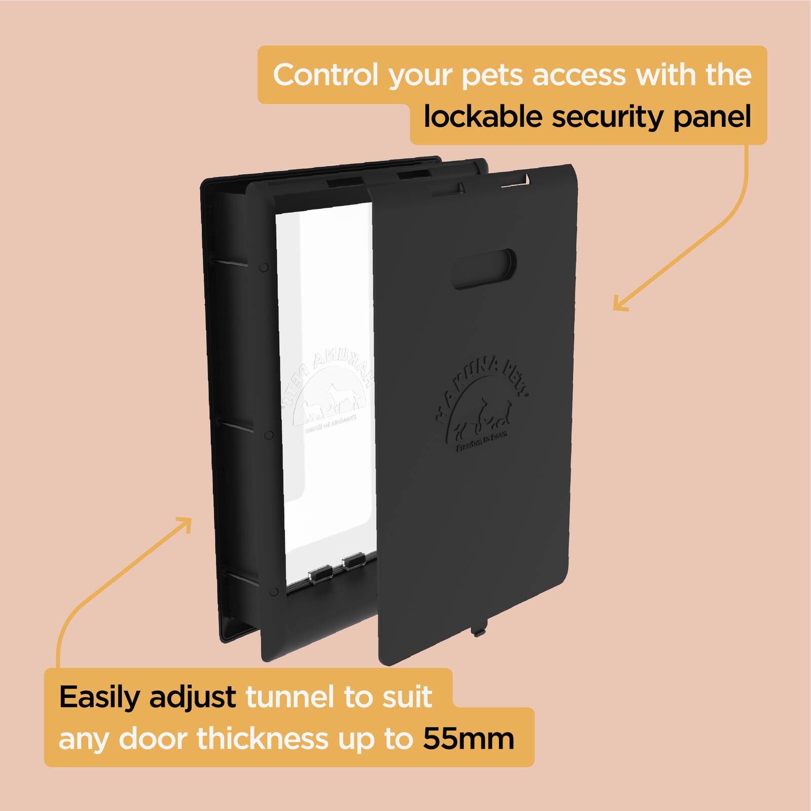 Hakuna Pets Large Black Essential Pet Door 300 x 420mm