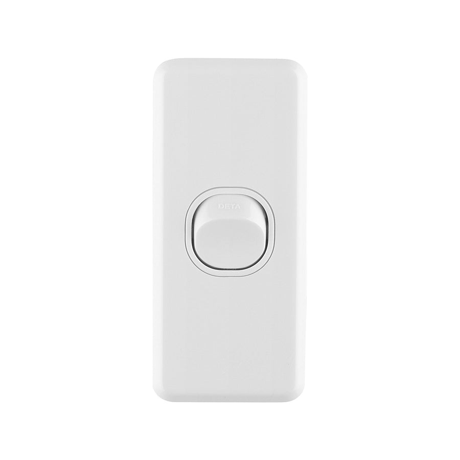 DETA X6 Single Architrave Switch 240V 10A White Polycarbonate