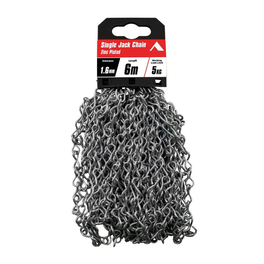 Pinnacle 1 Zinc Plated Single Jack Chain 6mm x 6m - Rust Resistant - 5kg Load - SuperSaverAU - view 1