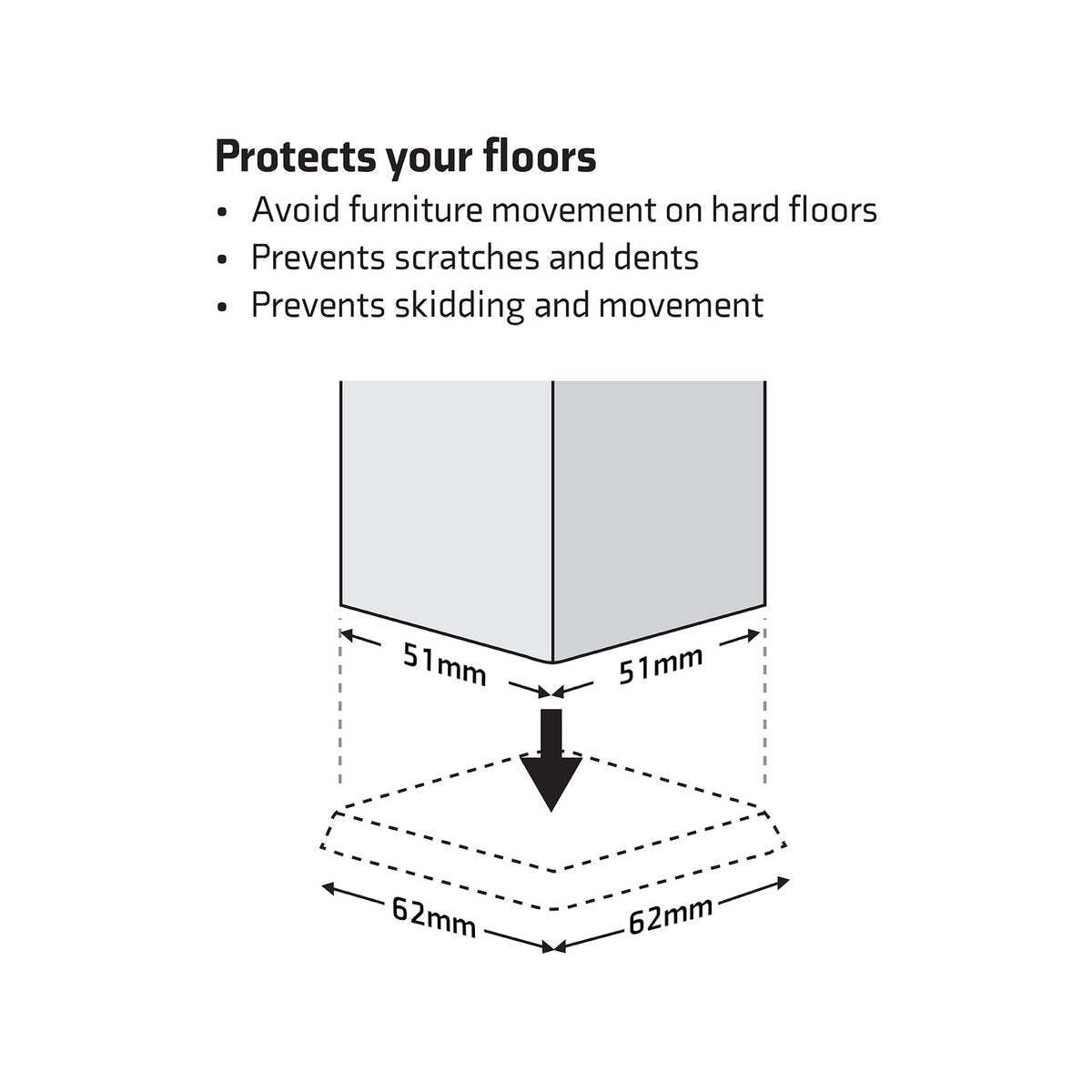 Surface Gard Almond Square Rubber Base Castor Cup 4 Pack - 51mm - SuperSaverAU - view 5