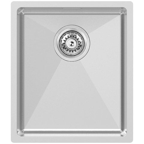 Abey narrow single bowl stainless steel sink with overflow and no drainer - flush or undermount - W12-340