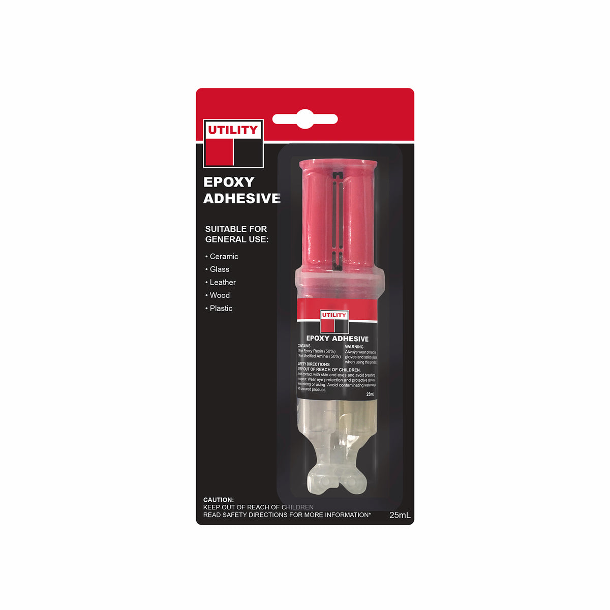 Utility 25ml Clear Epoxy Adhesive Two-Part Syringe