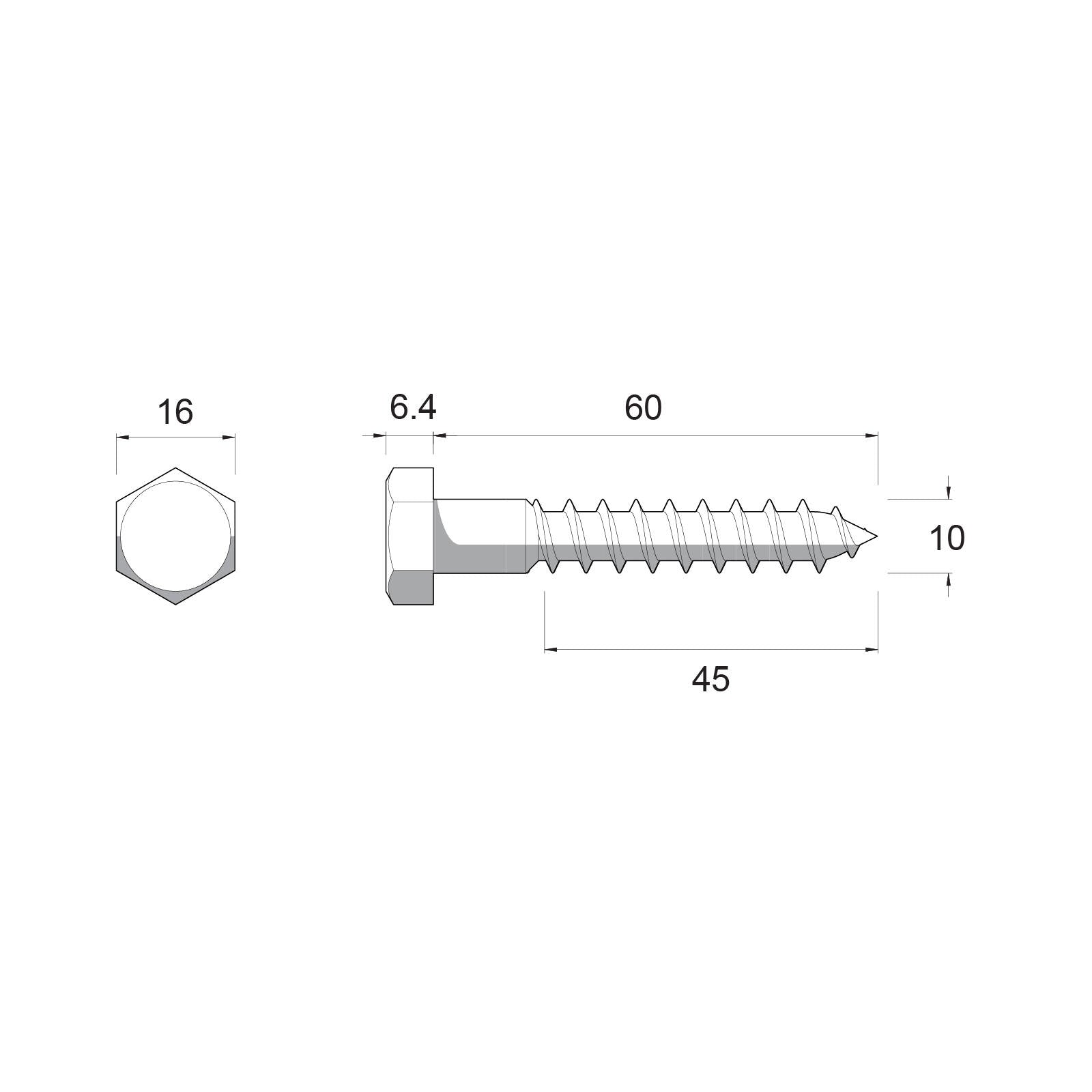 Zenith M10 x 60mm Hot Dip Galvanised Hex Head Coach Screws - 25 Pack