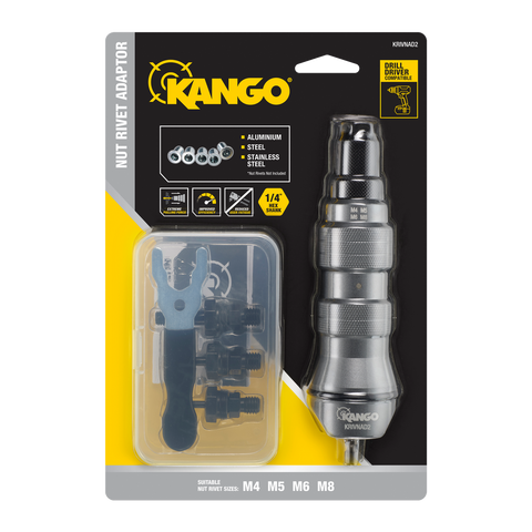 Kango Nut Rivet Drill Adaptor - M4 M5 M6 M8 Mandrels - 254mm x 51mm x 174.4mm - High Pulling Force - SuperSaverAU - view 1