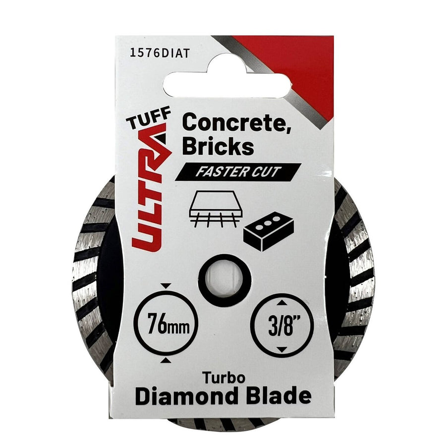 Ultra Tuff Turbo Diamond Blade - 76mm Dia - Fast Cutting - 3/8" Bore - SuperSaverAU - view 1