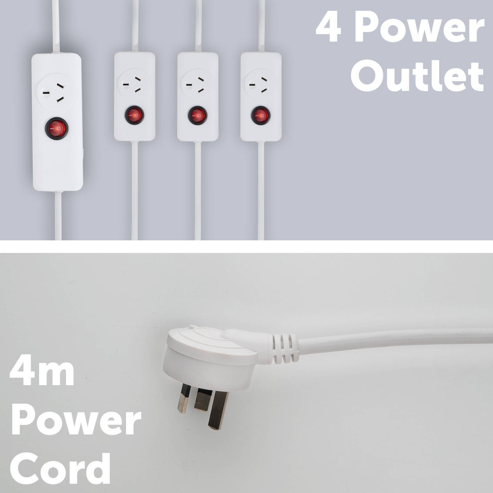 Arlec 4m Extension Lead 4 Switched Power Outlets 240V 10A DES4