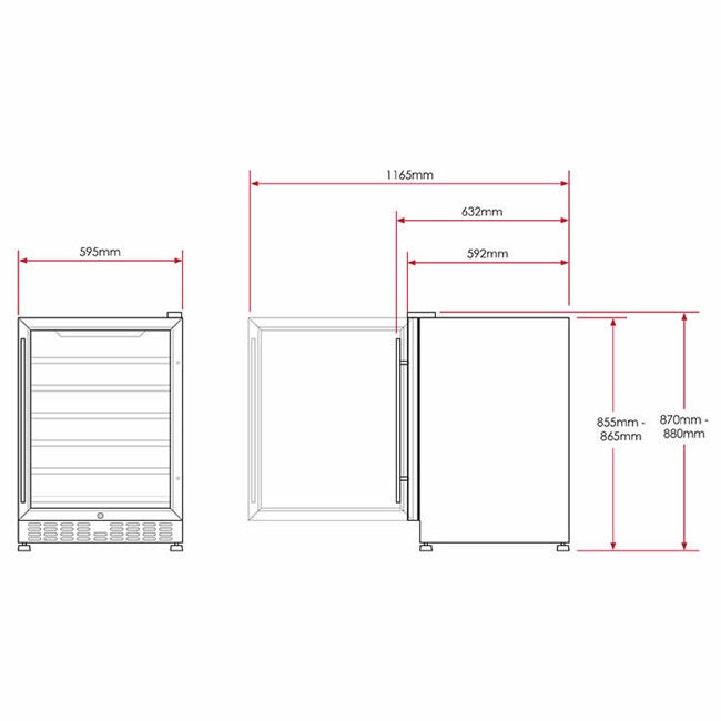Husky 46 Bottle Single Zone Wine Cabinet - Black, Carbon Filter, Wooden Shelves - HUS-WC54S-BK-ZY