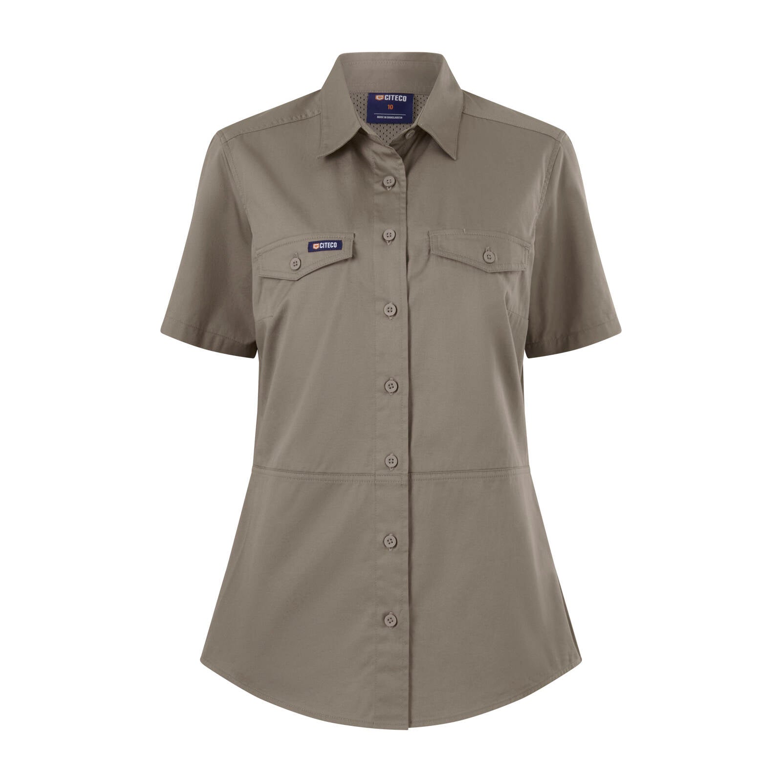 Citeco Women's Short Sleeve Shirt Khaki Size 16 - 100% Cotton