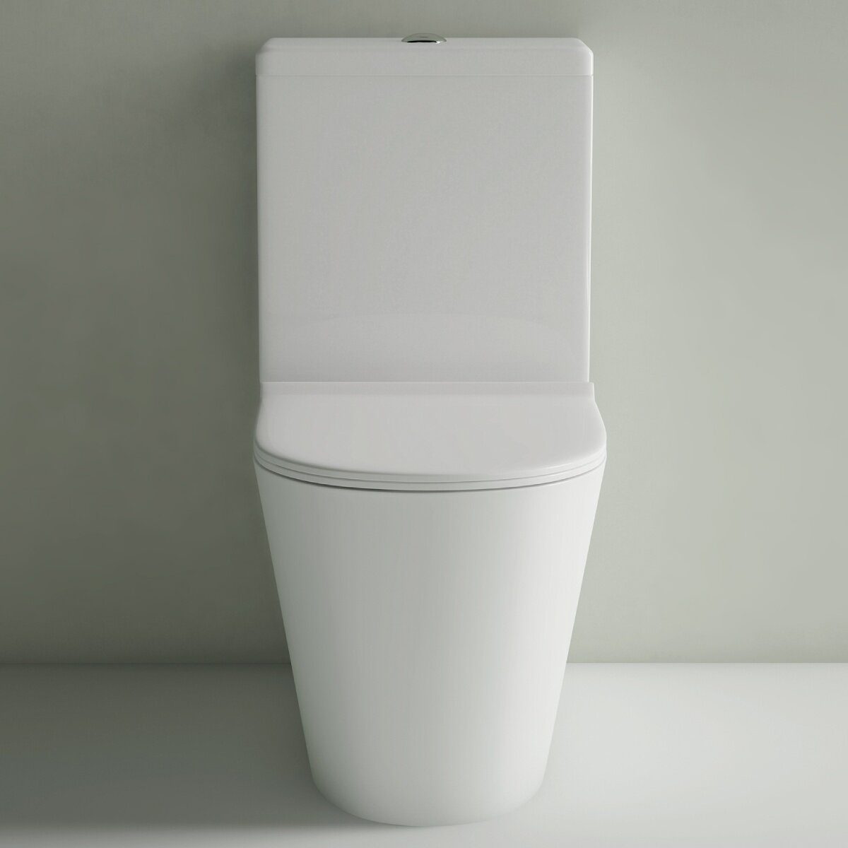 Studio Bagno Manhattan Rimless Back To Wall Toilet Suite - Spiral Flush - Gloss White - MAN001-SUITE