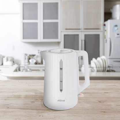 Mistral 2L Cordless Kettle - White - 360° Base - Easy-View Window - 1.2kg