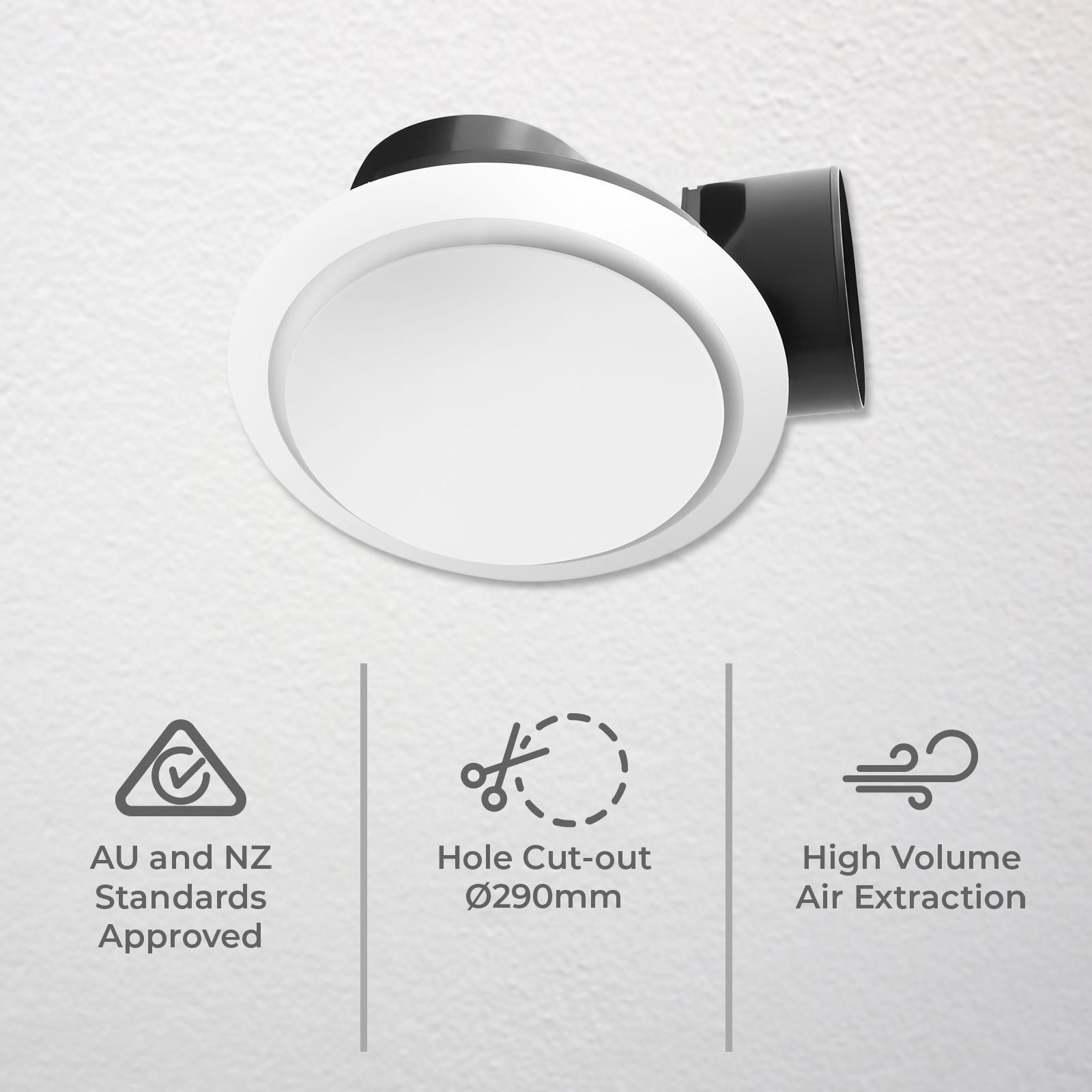 DETA 250mm White Side Duct Ceiling Exhaust Fan - 320m3/hr, 35W, DE225