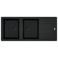 Franke Basis double bowl topmount sink - right hand drainer, Rollamat - Matte Black - BFG621MBRHD