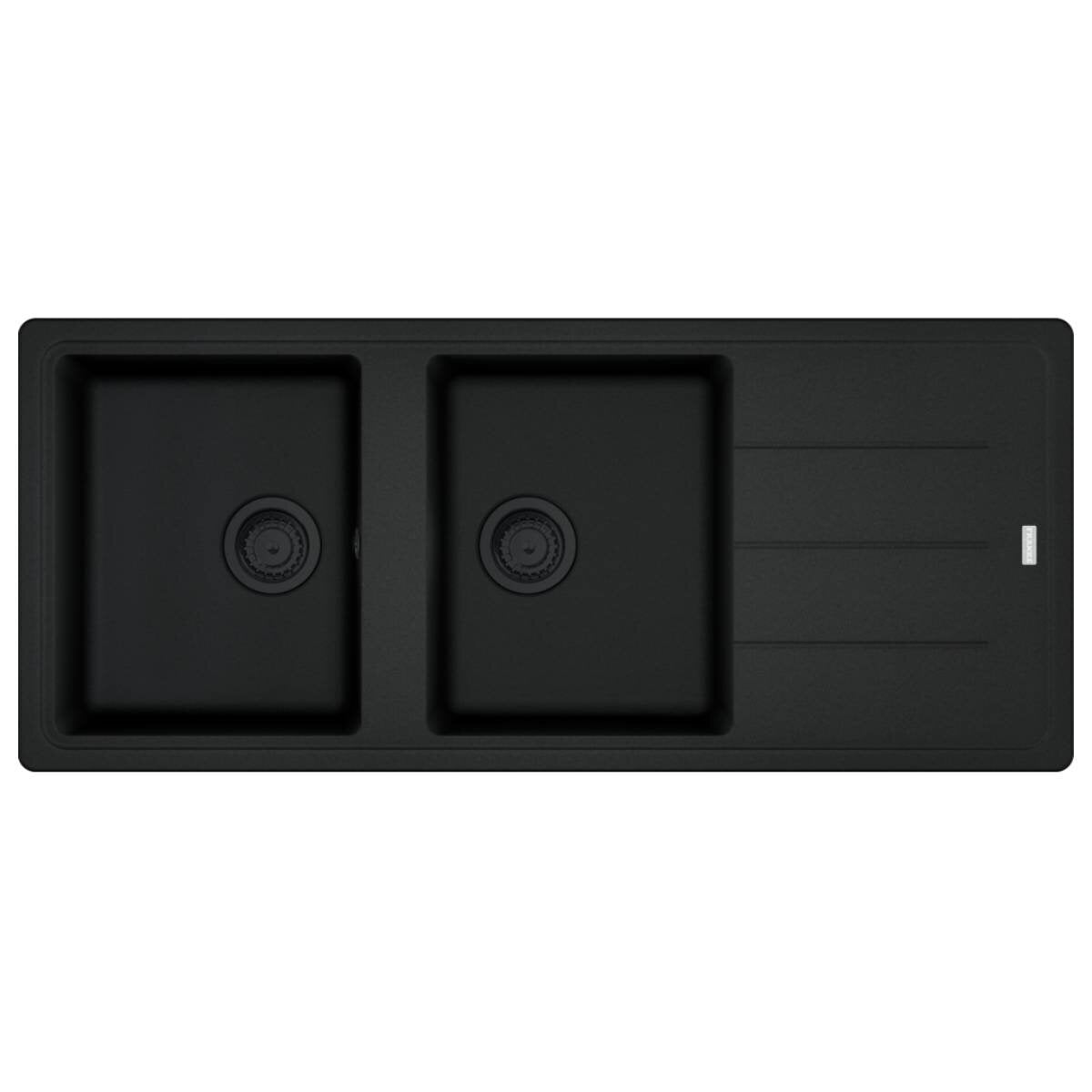 Franke Basis double bowl topmount sink - right hand drainer, Rollamat - Matte Black - BFG621MBRHD