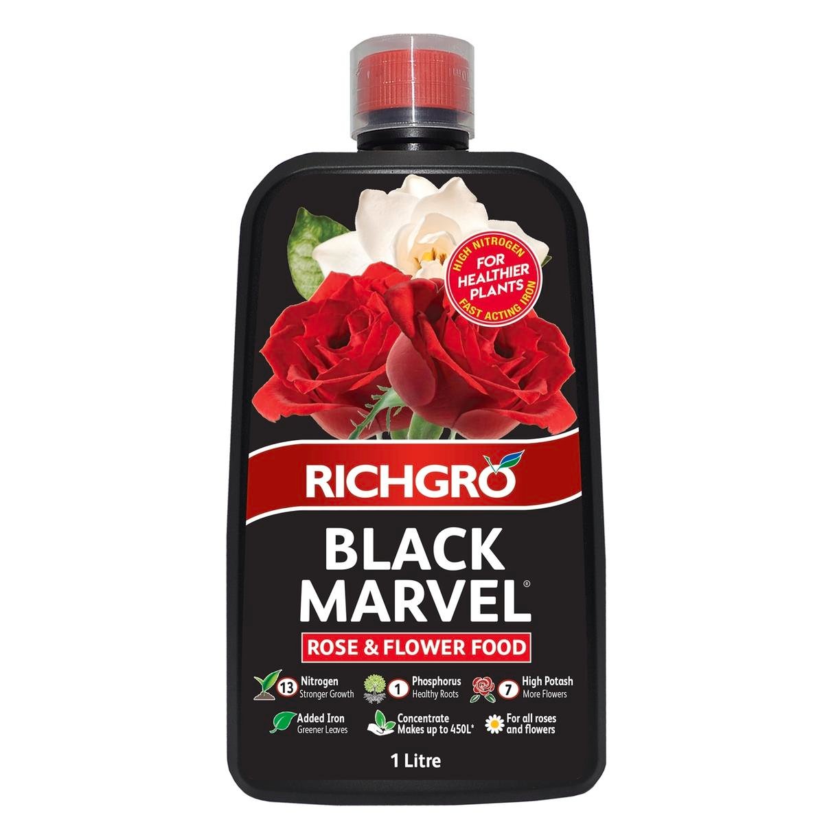 Richgro Black Marvel Rose Flower Food Liquid Fertiliser 1L Concentrate - SuperSaverAU - view 1