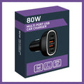 Antsig 80W Multi Port USB Car Charger - 2x USB-C PD + 2x USB-A QC 3.0, Black APCC70W2AC
