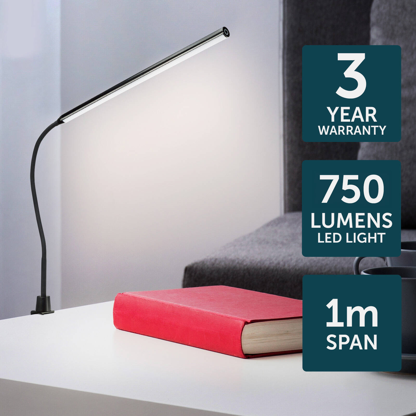 Brilliant Create 10W Black LED Desk Lamp with Clamp & Adjustable Head 21010/06