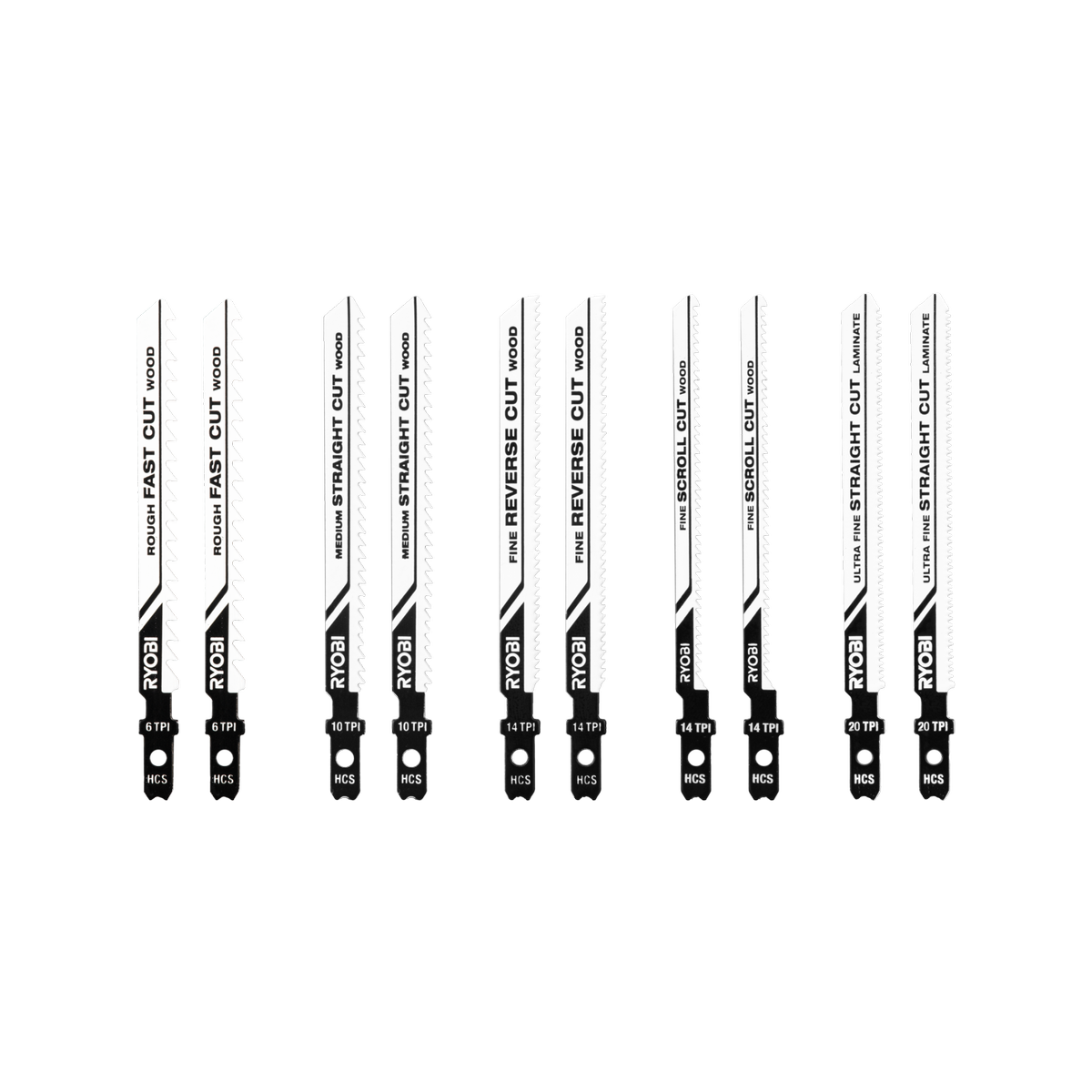 Ryobi 10 Piece Wood Jigsaw Blade Set - 100mm x 22mm - Precision Cutting - SuperSaverAU - view 1