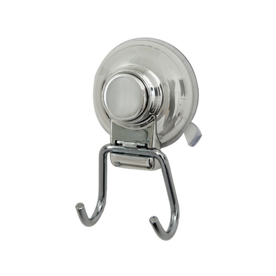 Naleon Super Suction Twin Hook - Chrome, Removable Bathroom Storage