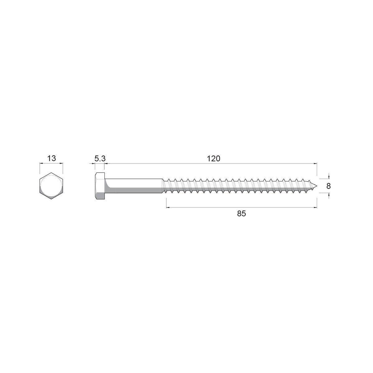 Zenith Hot Dip Galvanised Hex Head Coach Screws M8 x 120mm 25 Pack - SuperSaverAU - view 4