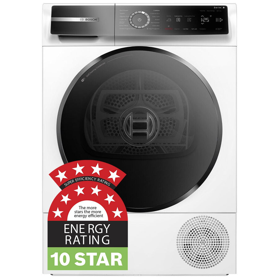 Bosch Series 8 8kg Heat Pump Dryer - 10 Star Energy Rating, ActiveAir, Self-Cleaning Condenser - WQB235B8AU