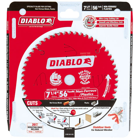 Diablo 184mm 56t Non Ferrous Plastic Circular Saw Blade - Red - SuperSaverAU - view 1