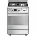 Smeg 60cm Dual Fuel Freestanding Oven - 79L, Stainless Steel, Wok Burner - FS61XNG8-1