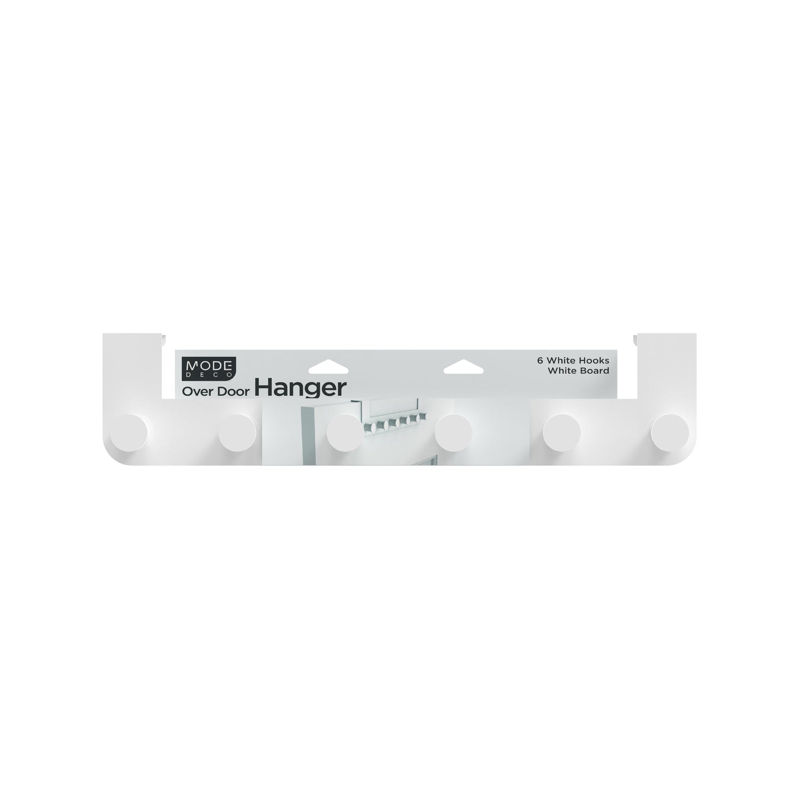 MODE White 6 Hook Over Door Hanger - Metal