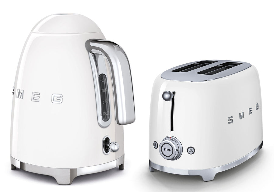 Smeg Kettle and 2 Slice Toaster Pack - White, 1.7L Kettle, 6 Browning Levels - KLF03WHAUTSF01WHAU