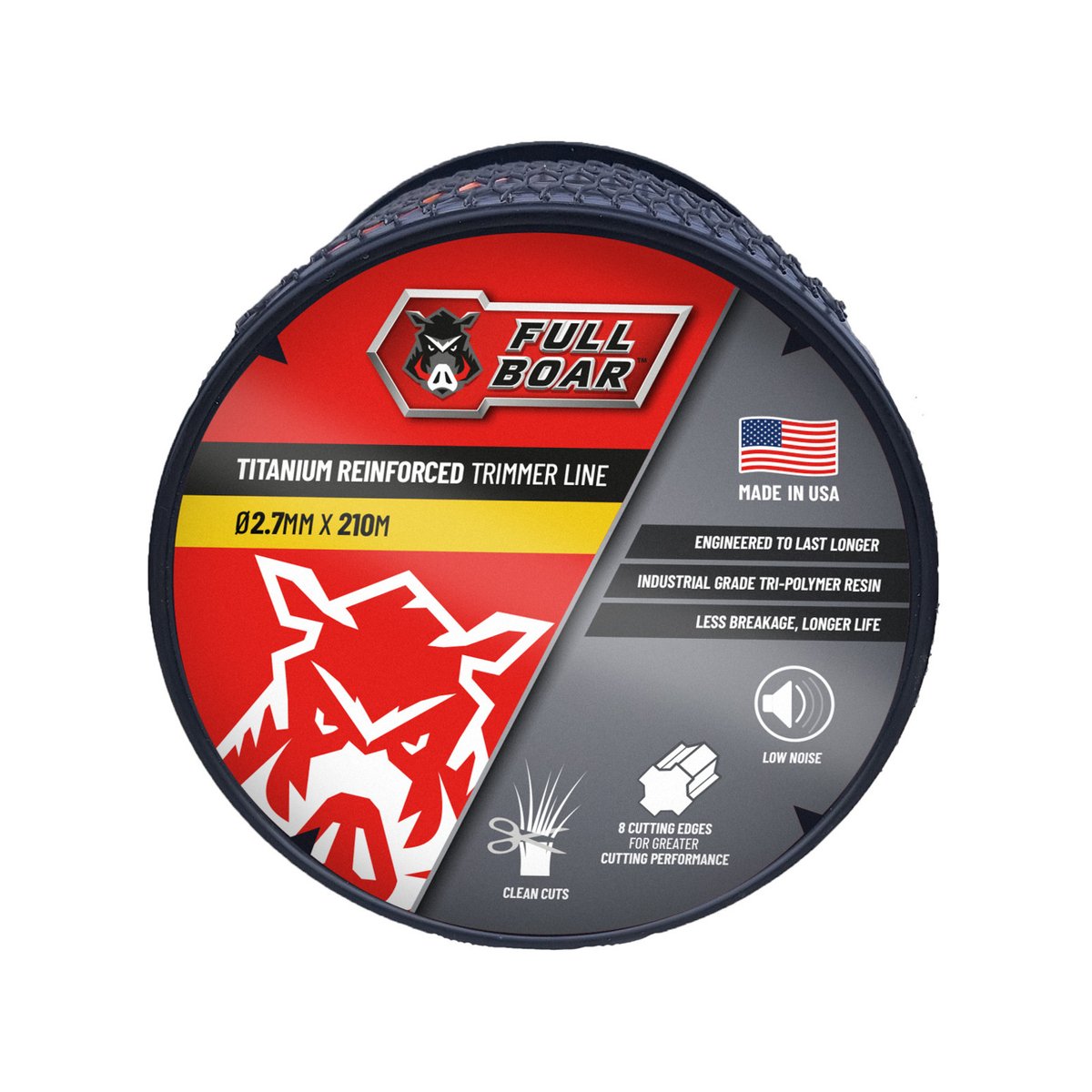 Full Boar 2 Trimmer Line - 7mm x 210m - Titanium Reinforced - Durable Cutting - SuperSaverAU - view 1