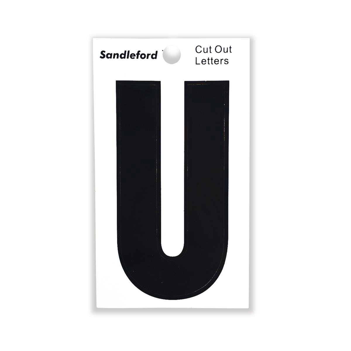 Sandleford 85mm Black Cut Out Self Adhesive House Letter U - SuperSaverAU - view 1