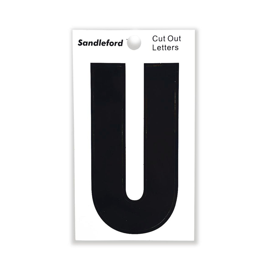 Sandleford 85mm Black Cut Out Self Adhesive House Letter U - SuperSaverAU - view 1