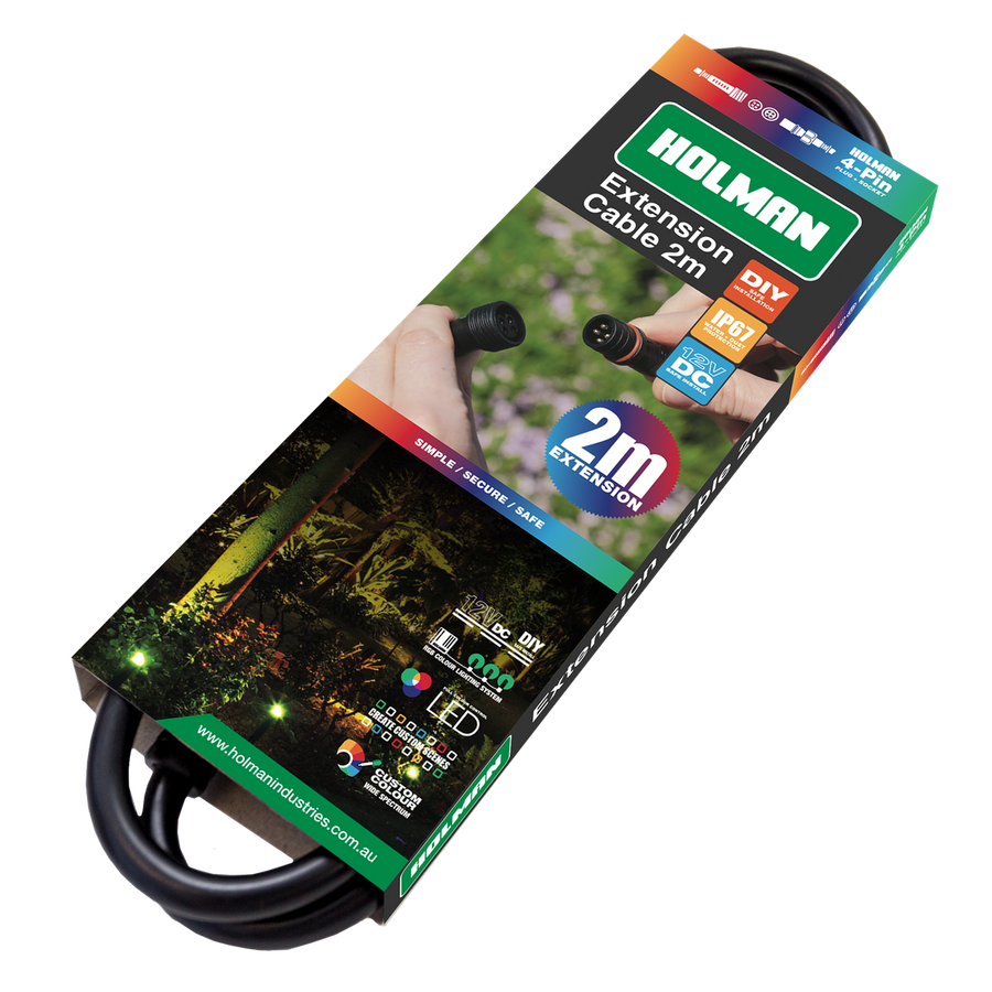 Holman RGB Colour Garden Light Extension Cable - 2m - Waterproof - Easy Install - SuperSaverAU - view 1