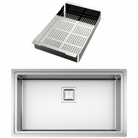Artinox Frame 74 Single Bowl Sink - 820mm Wide, Stainless Steel, Top Mount, No Drainer - FRACC7440