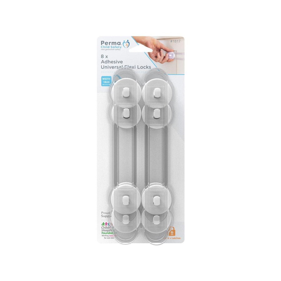 Perma Child Safety Flexi Locks - 23cm - Plastic - One-Handed Operation - 4 Pack - SuperSaverAU - view 1