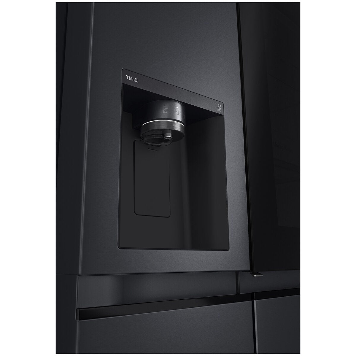 LG 635L Side by Side InstaView Fridge Freezer - Matte Black with Plumbed Ice and Water - GS-V600MBLC