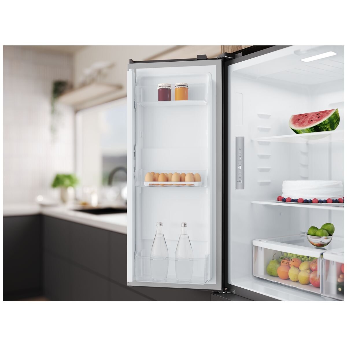 Westinghouse 564L French Door Fridge - Matte Charcoal Black, AutoSense Cooling, Sphere Ice Tray - WQE5700BD