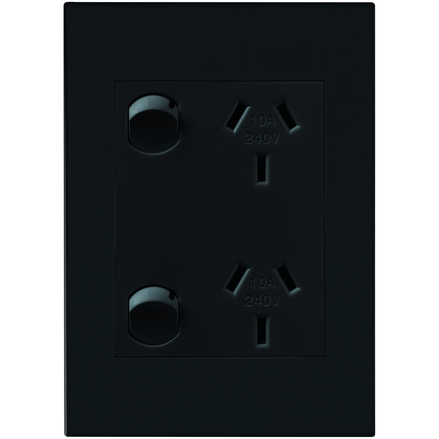 HPM VIVO Vertical Double Powerpoint 10A 240V Grey 2 Gang EVV777GR