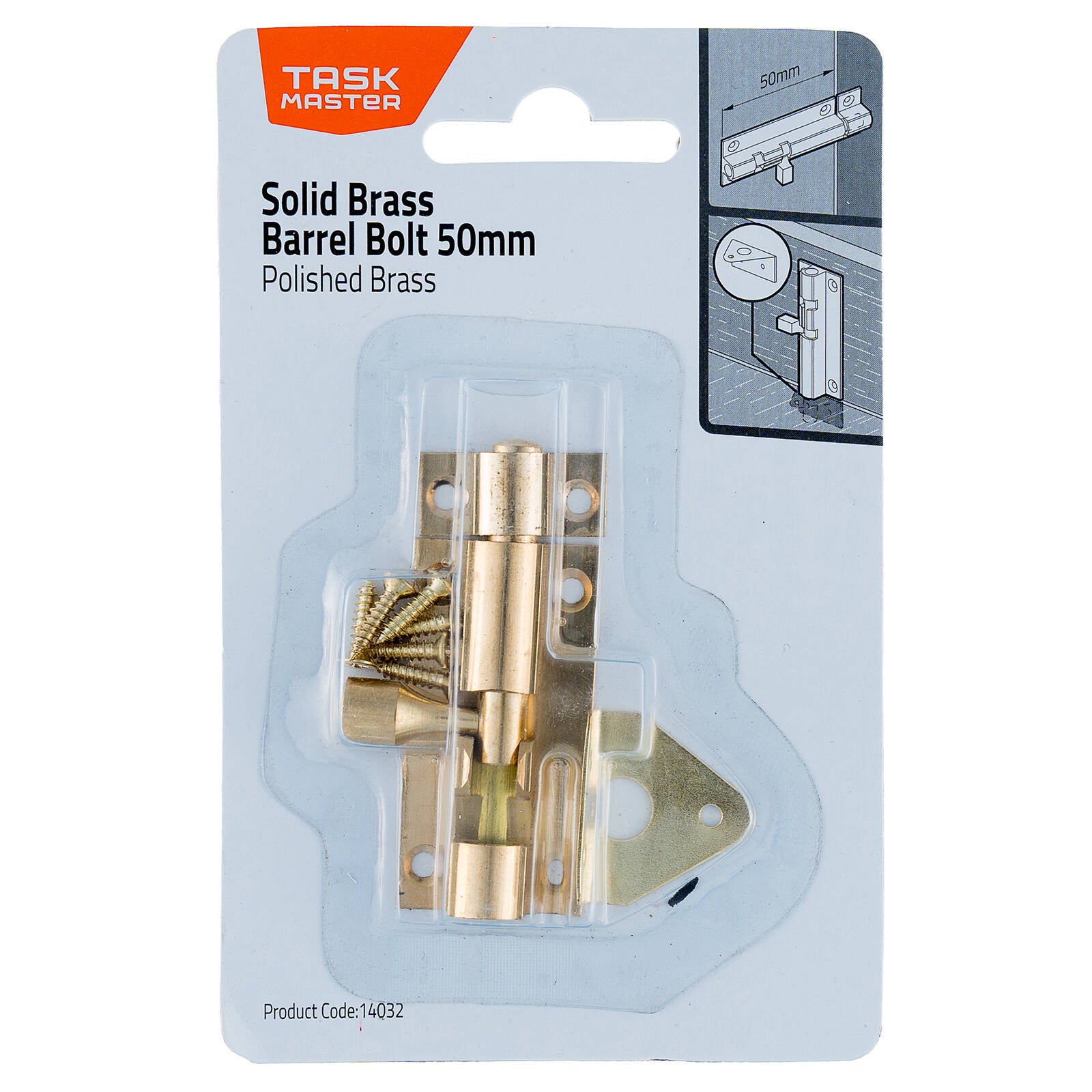 Taskmaster 50mm Polished Brass Barrel Bolt