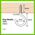 Everhang 7mm White PVC Coated Steel Cup Hook - 25 Pack