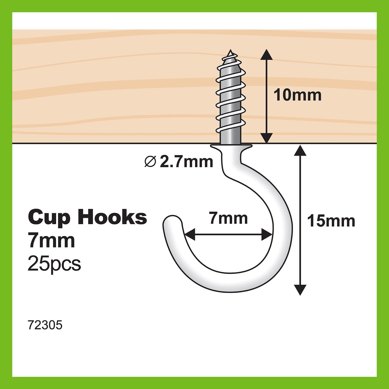 Everhang 7mm White PVC Coated Steel Cup Hook - 25 Pack