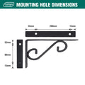 Carinya Scroll Stayed Bracket - 250 x 125mm - Powder Coated Steel - Black - SuperSaverAU - view 5