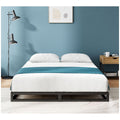Zinus Joseph queen metal bed frame - 15cm low profile, flat wooden slats, black steel - AU-MBBF-6Q