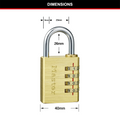 Master Lock 40mm Brass Finish Aluminium Combination Padlock