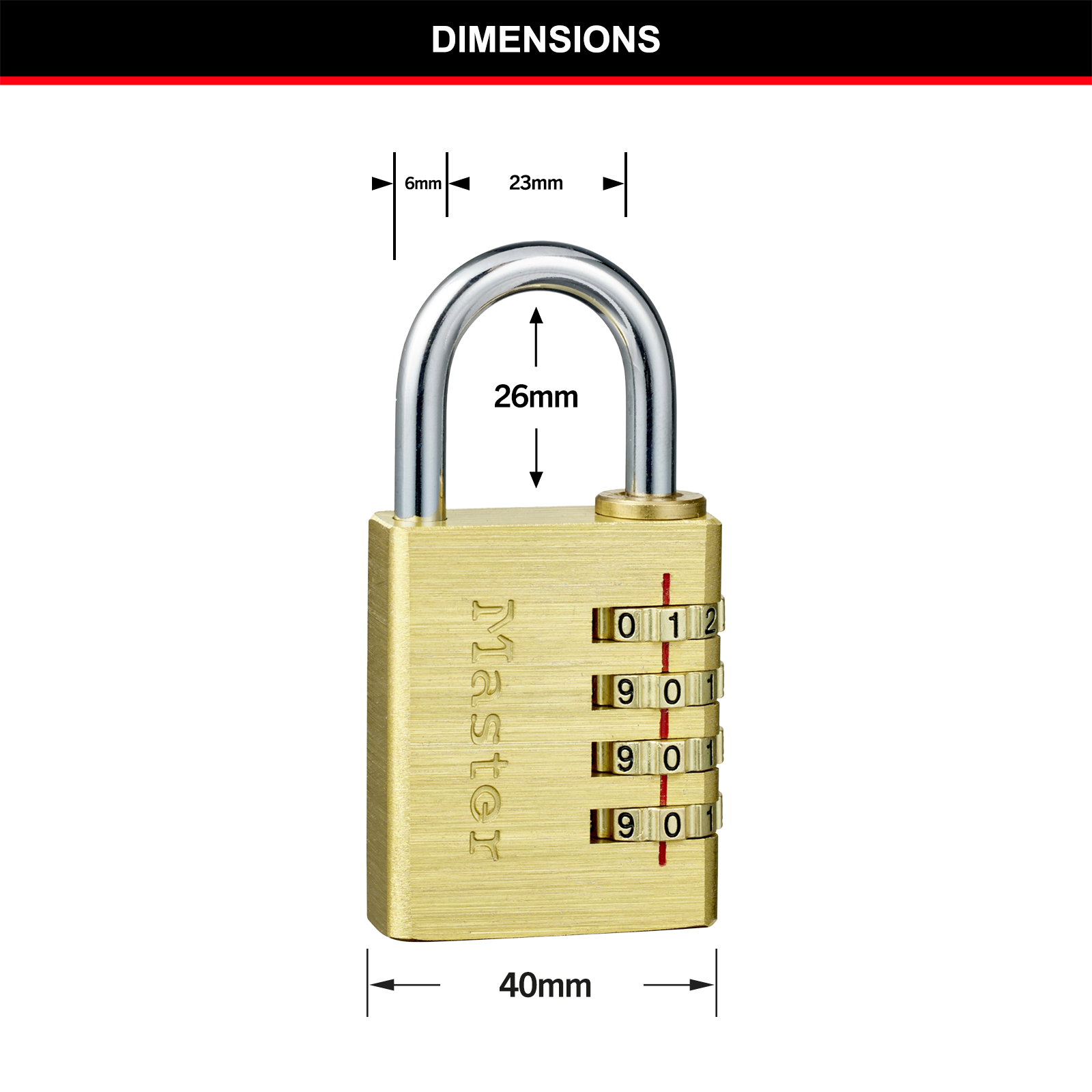 Master Lock 40mm Brass Finish Aluminium Combination Padlock