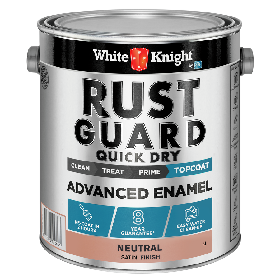 White Knight Rust Guard 4L Neutral Satin Quick Dry Advanced Enamel Paint